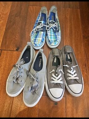 Woman's Sperry And Converse Size 8 And 8 1/5 (3 Pairs)